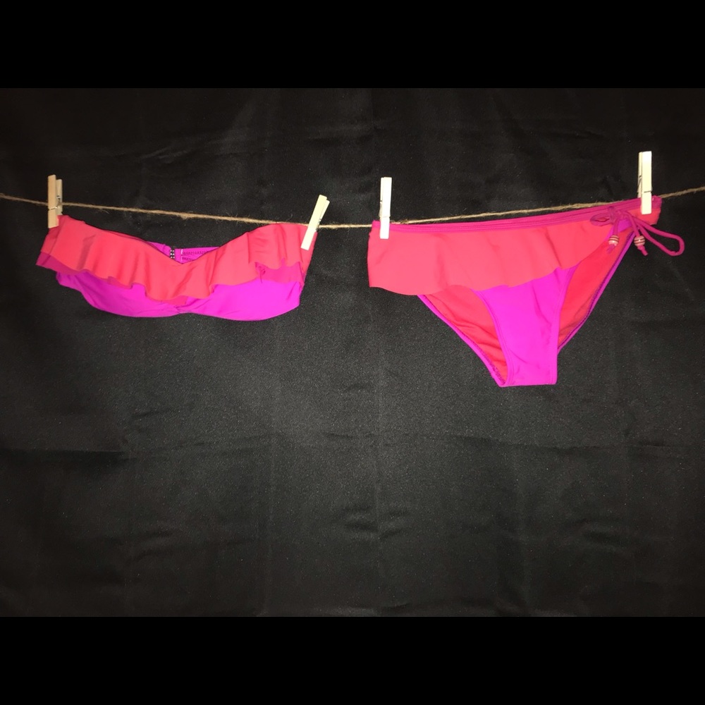 Purple/ pink ruffled bikini